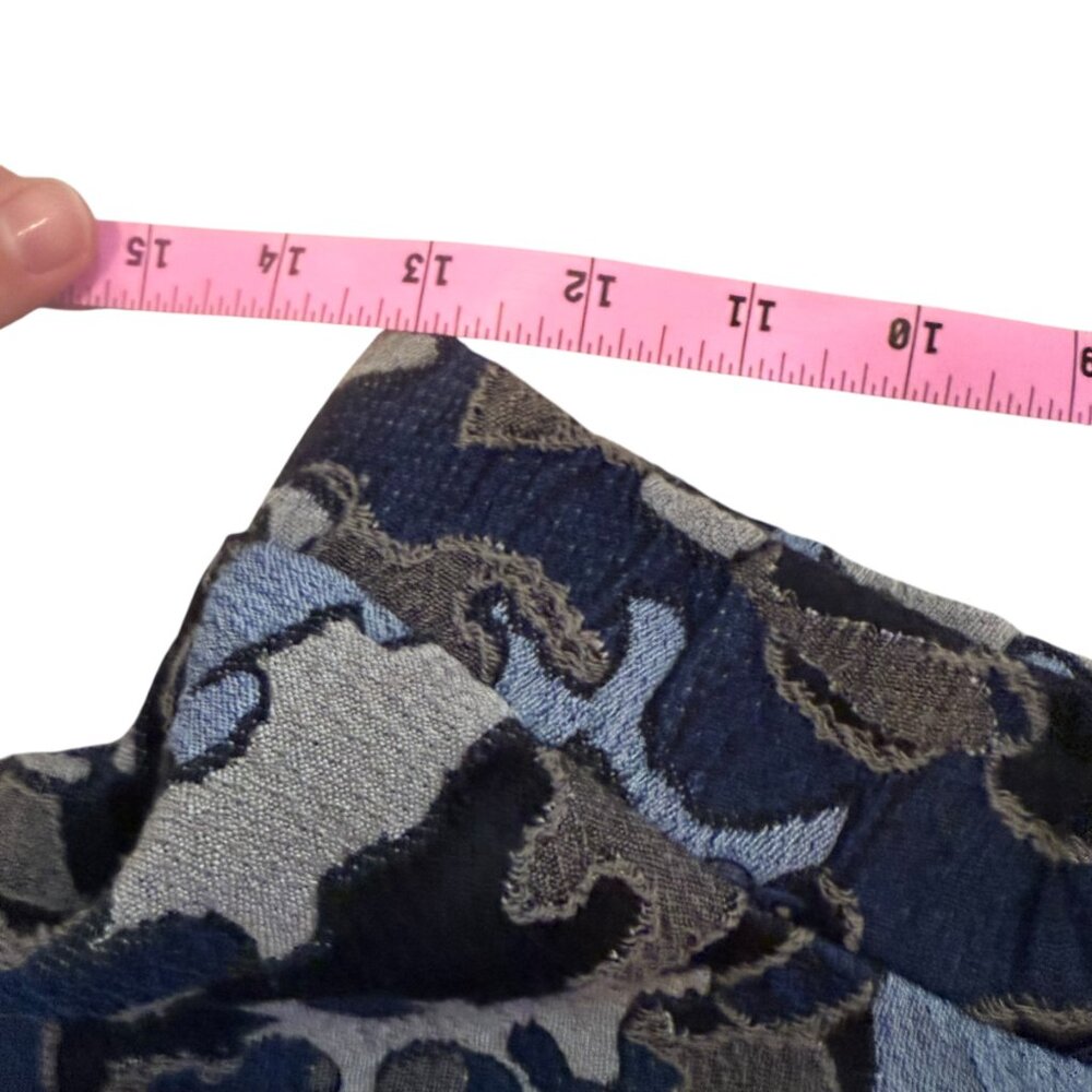 Zara mini skater skirt blue tones camouflage brocade size medium - Picture 5 of 7